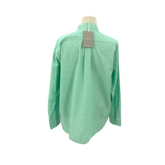 Everlane 100% Cotton Green Striped Button Down Oversized Shirt Size 12 NWT - Picture 5 of 7